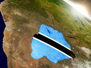 Image showing Botswana with flag in rising sun