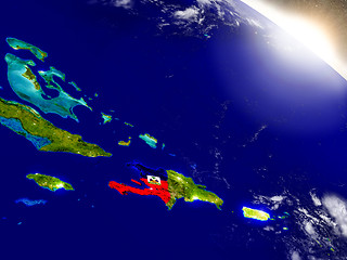 Image showing Haiti with flag in rising sun