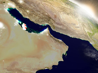 Image showing Qatar with flag in rising sun
