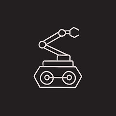 Image showing Industrial mechanical robot arm sketch icon.