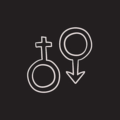 Image showing Male and female symbol sketch icon.