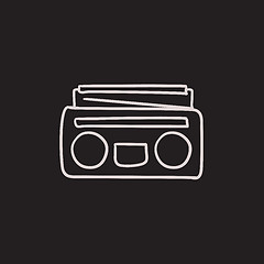 Image showing Radio cassette player sketch icon.