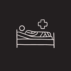 Image showing Patient lying on bed sketch icon.