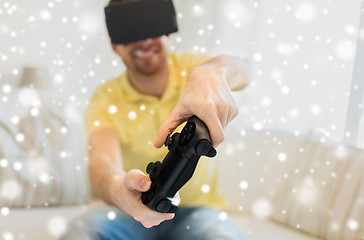 Image showing close up of man in virtual reality headset playing