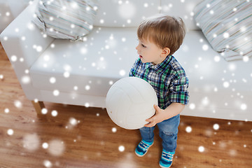 Image showing happy little baby boy with ball at home