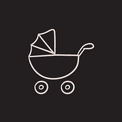 Image showing Baby stroller sketch icon.