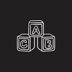 Image showing Alphabet cubes sketch icon.