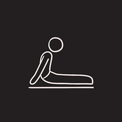 Image showing Man practicing yoga sketch icon.