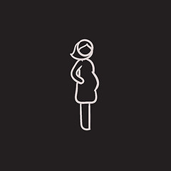 Image showing Pregnant woman sketch icon.
