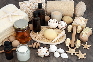 Image showing Natural Spa Products and Accessories