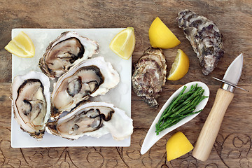 Image showing Oysters and Samphire