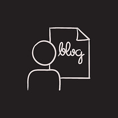 Image showing Man and sheet with word blog sketch icon.