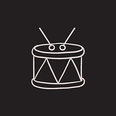 Image showing Drum with sticks sketch icon.