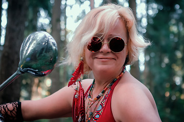 Image showing Portrait of Mature Hippie Woman