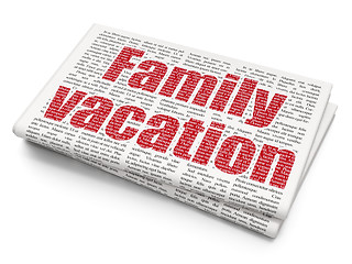 Image showing Vacation concept: Family Vacation on Newspaper background