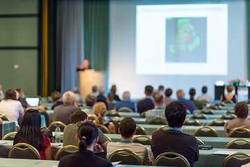 Image showing Audience in lecture hall on scientific conference.