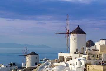 Image showing Oia village at sunset, Santorini island