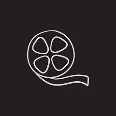 Image showing Film reel sketch icon.