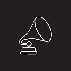 Image showing Gramophone sketch icon.