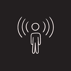 Image showing Man with soundwaves sketch icon.