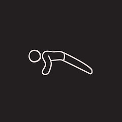 Image showing Man making push ups sketch icon.