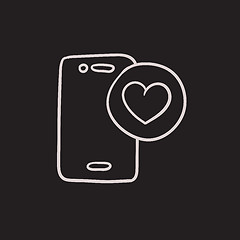 Image showing Smartphone with heart sign sketch icon.