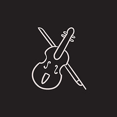 Image showing Violin with bow sketch icon.