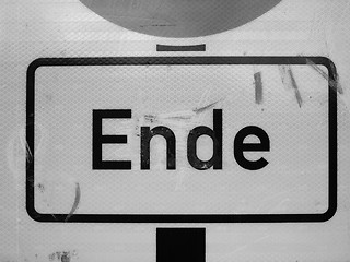 Image showing Ende sign in Berlin in black and white