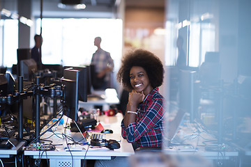 Image showing portrait of a young successful African-American woman in modern 