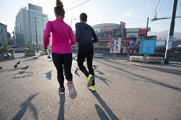 Image showing young  couple jogging