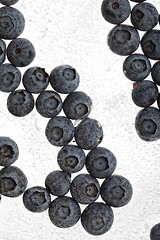 Image showing Blueberries frozen in ice above view