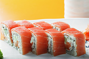 Image showing Tuna roll closeup