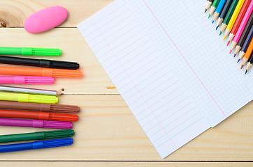 Image showing Colored pencils and paper