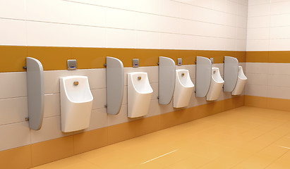 Image showing Row of urinals