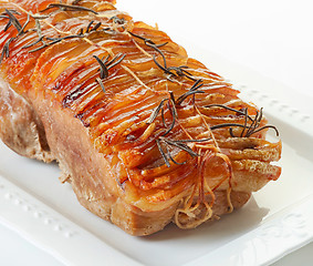 Image showing roasted pork on white plate