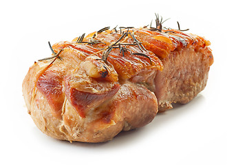 Image showing roasted pork on white background