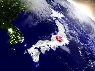 Image showing Japan with flag in rising sun