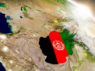 Image showing Afghanistan with flag in rising sun