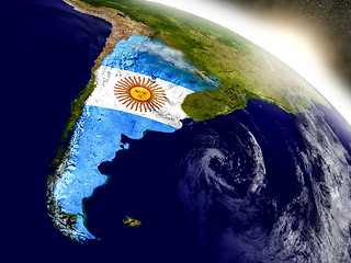 Image showing Argentina with flag in rising sun