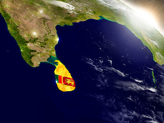 Image showing Sri Lanka with flag in rising sun