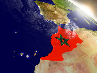 Image showing Morocco with flag in rising sun