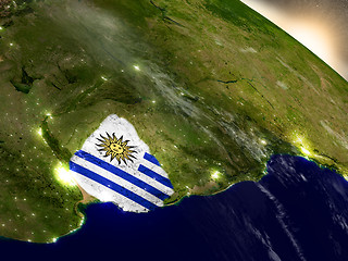 Image showing Uruguay with flag in rising sun