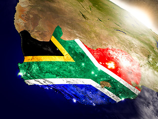 Image showing South Africa with flag in rising sun