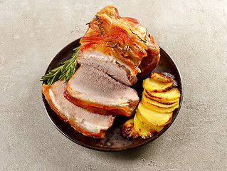 Image showing roasted pork and potatoes