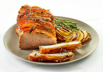 Image showing roasted pork and potatoes