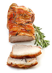 Image showing roasted pork on white background