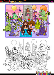 Image showing fantasy characters coloring page