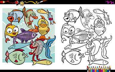 Image showing fish characters coloring page