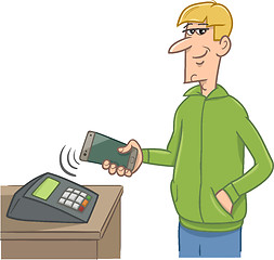 Image showing man paying with smart phone