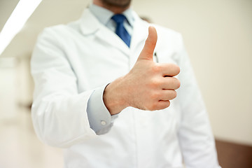 Image showing close up of doctor at hospital showing thumbs